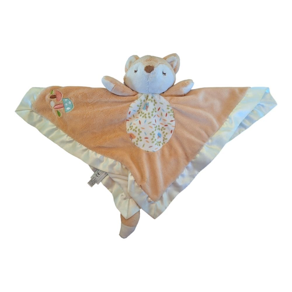 Douglas Baby Fox Lovey Security Blanket Woodland Critters Mushrooms Satin Trim - Picture 7 of 10